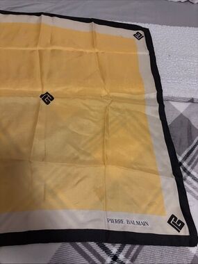 Pierre Balmain Yellow, Cream & Black Silk Square Scarf